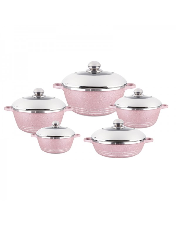 10 Pcs Pressure Casting Aluminium Non-Sticky Cookware Set Cooking Pot Set RL-AL003