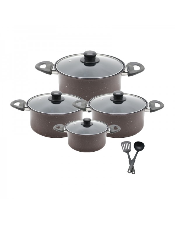 10 Pcs Pressure Casting Aluminium Non-Sticky Cookware Set Cooking Pot Set RL-CW045