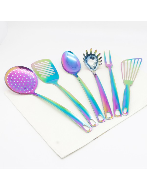 Stainless Steel Home And Industry Use Kitchen Utensils And Gadgets Set With Stand Rainbow Colour RL-KU001