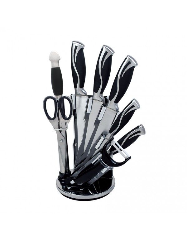 Stainless Steel Home Kitchen Tool Hollow Handle Knife Set With Stand Stylish Handle RL-KF040