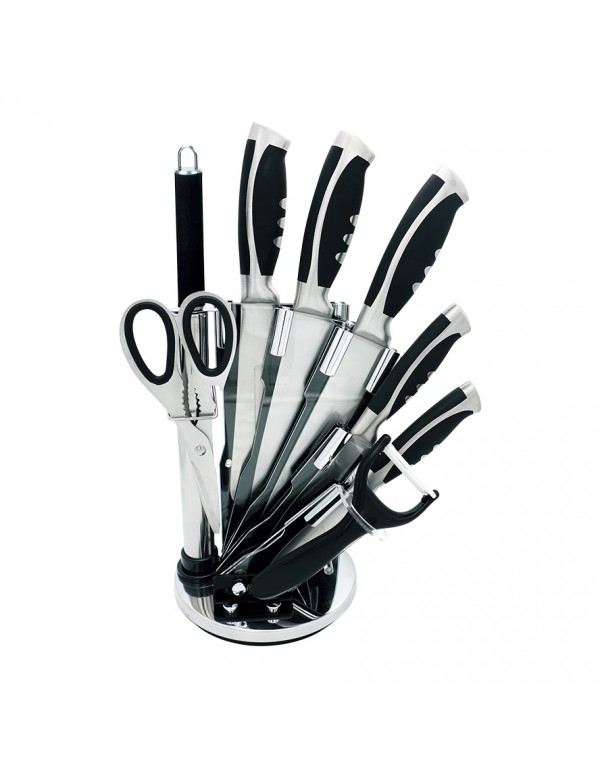 Stainless Steel Home Kitchen Tool Hollow Handle Knife Set With Stand Stylish Handle RL-KF041